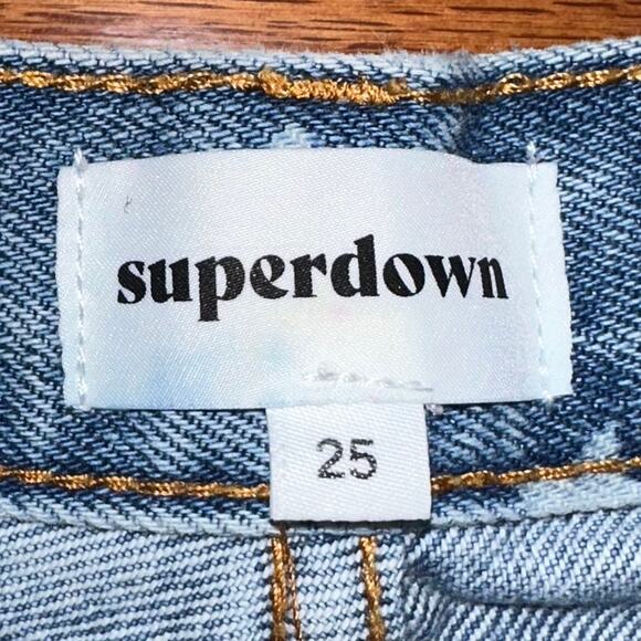 Superdown Kenzie Star Print Cut Off Denim Shorts Size 25 - Picture 2 of 16